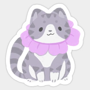 Kitty cat in a flower collar Sticker